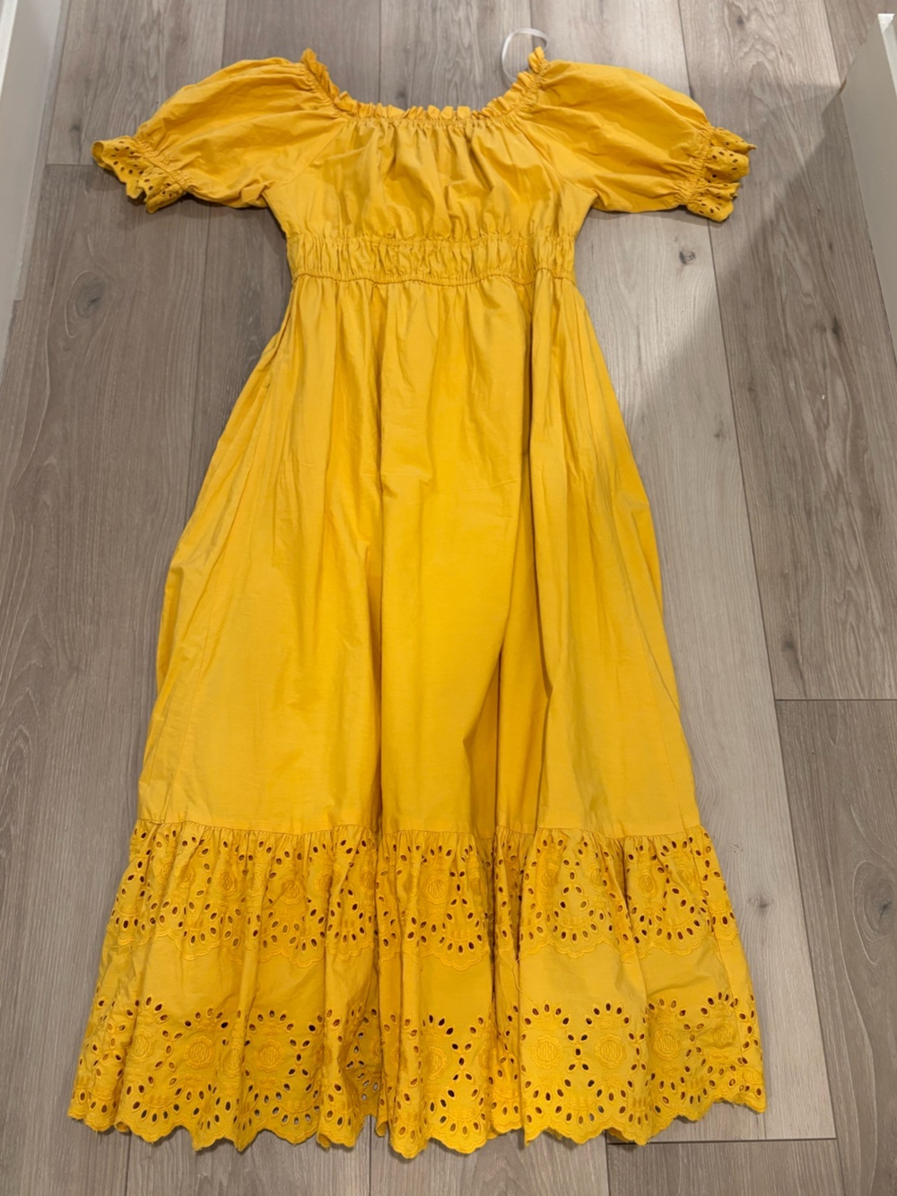 Nordstrom Yellow Off-Shoulder Eyelet Midi Dress